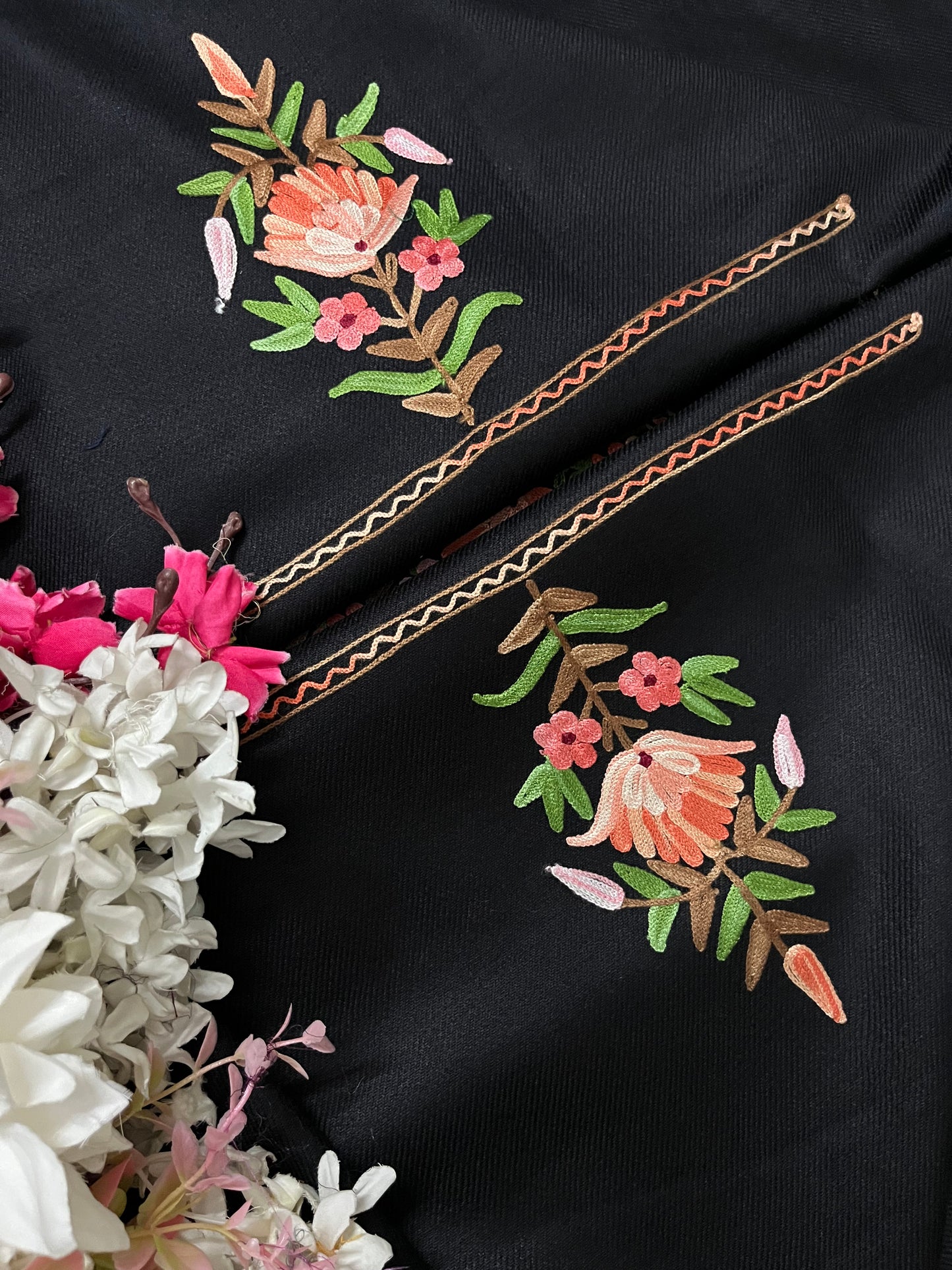 Black Woollen Aari Embroidered 3pc suit