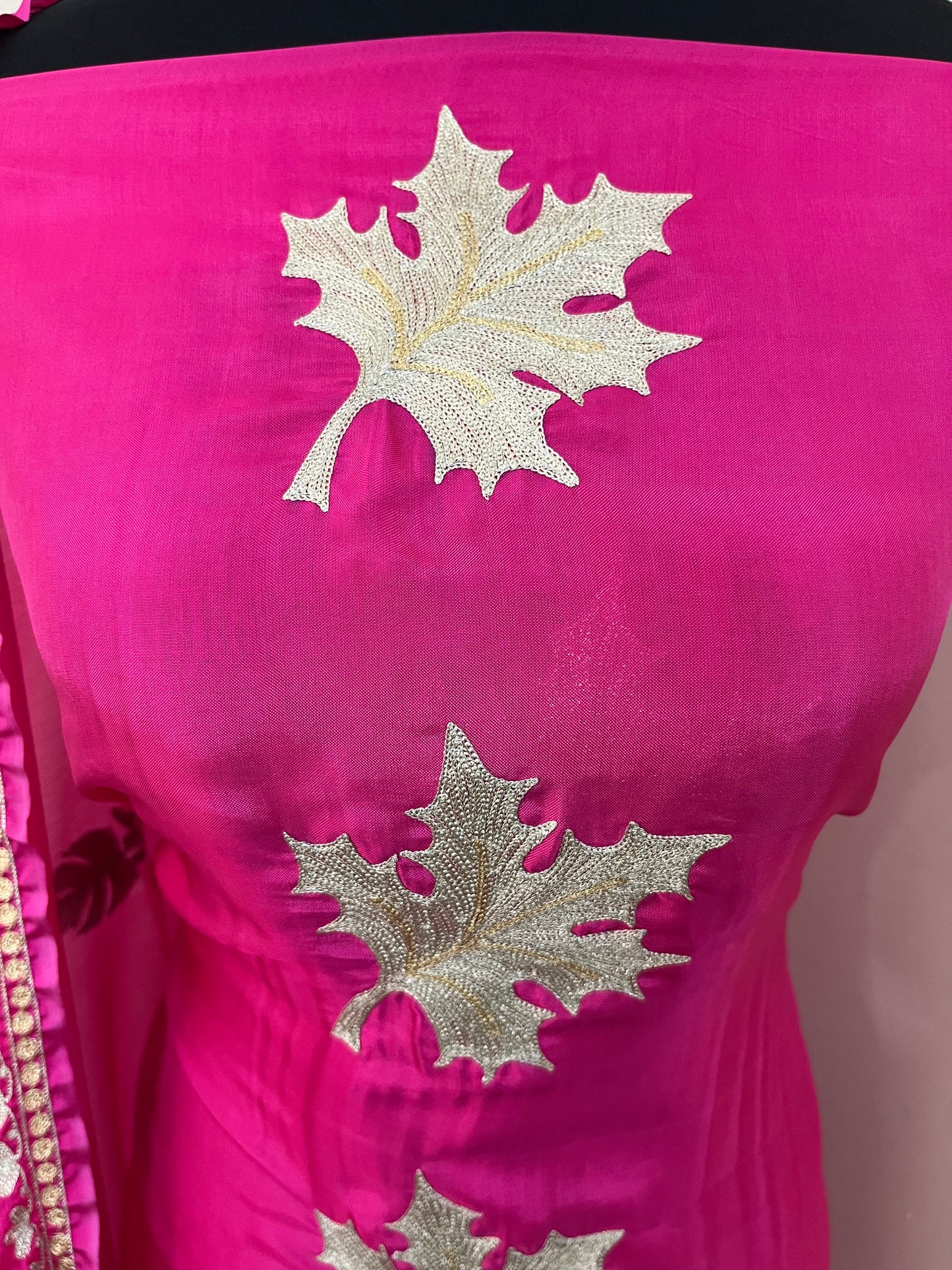 ‘Kalaa’ Fuchsia Pink Opada Silk Tilla Embroidered Suit material
