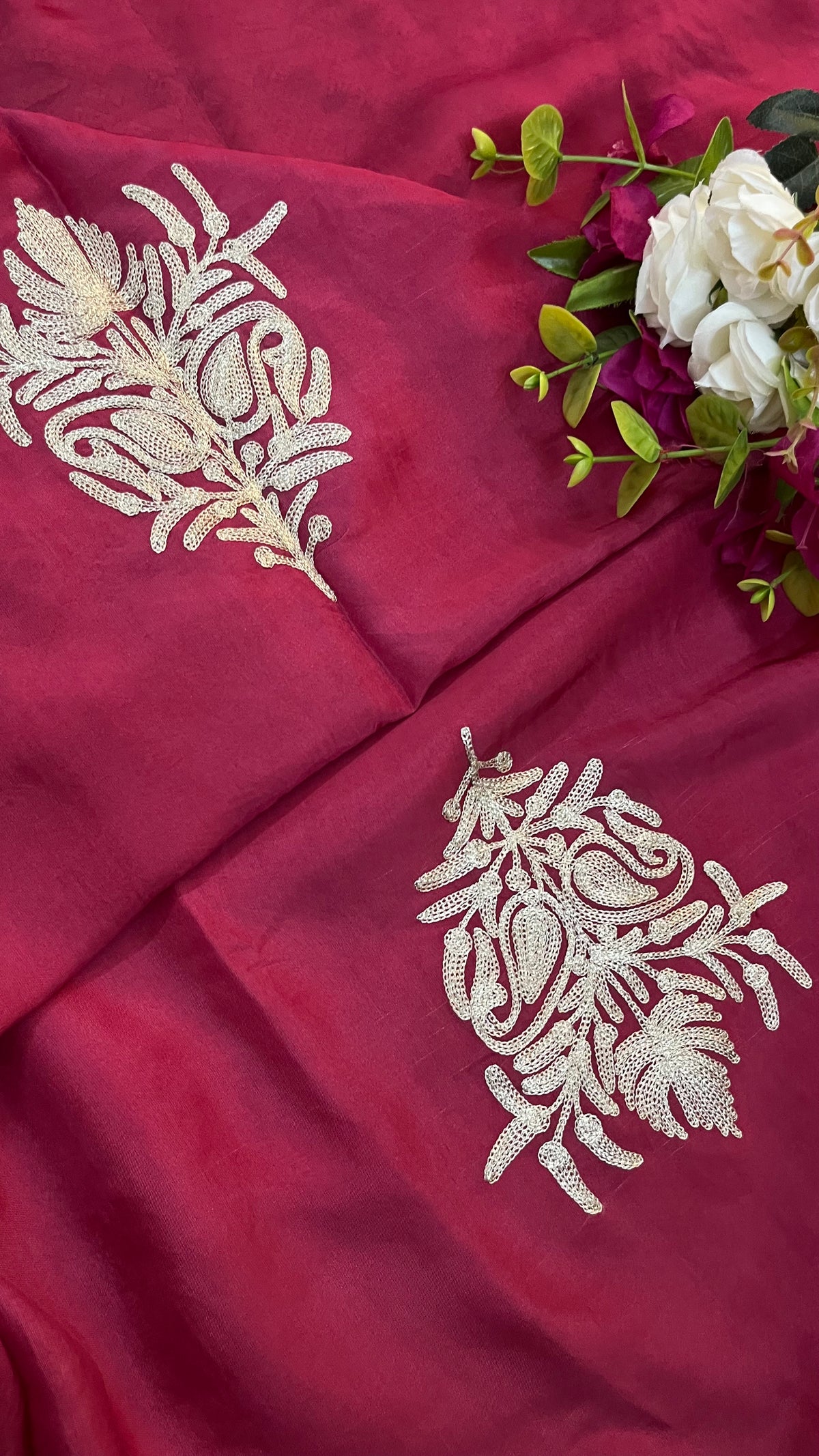 Magenta pink Sanam Silk Kashmiri Suit
