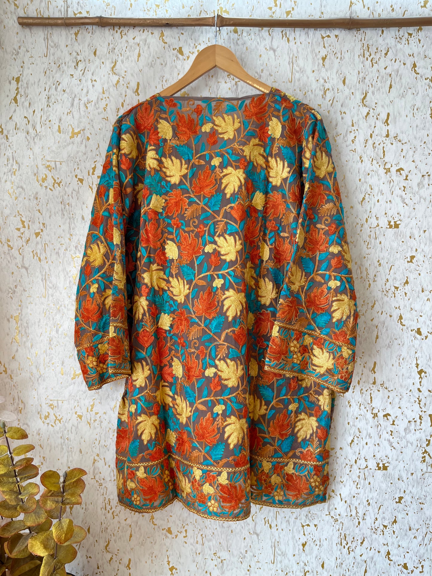 Coffee Georgette Jaal Work (Front & Back) Aari Embroidered Stitch