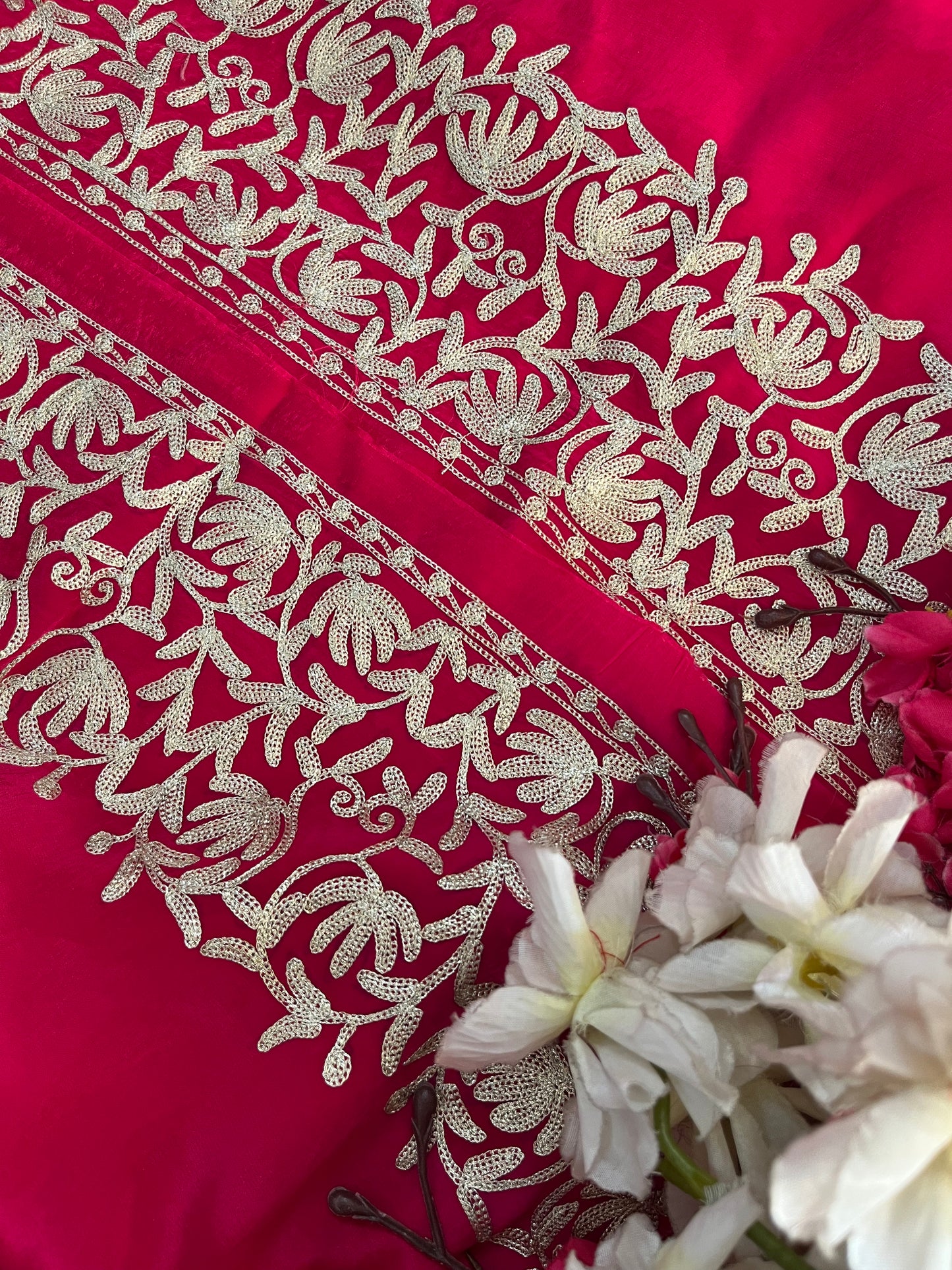 Kalaa’ Hot Pink Crape Kashmiri Suit