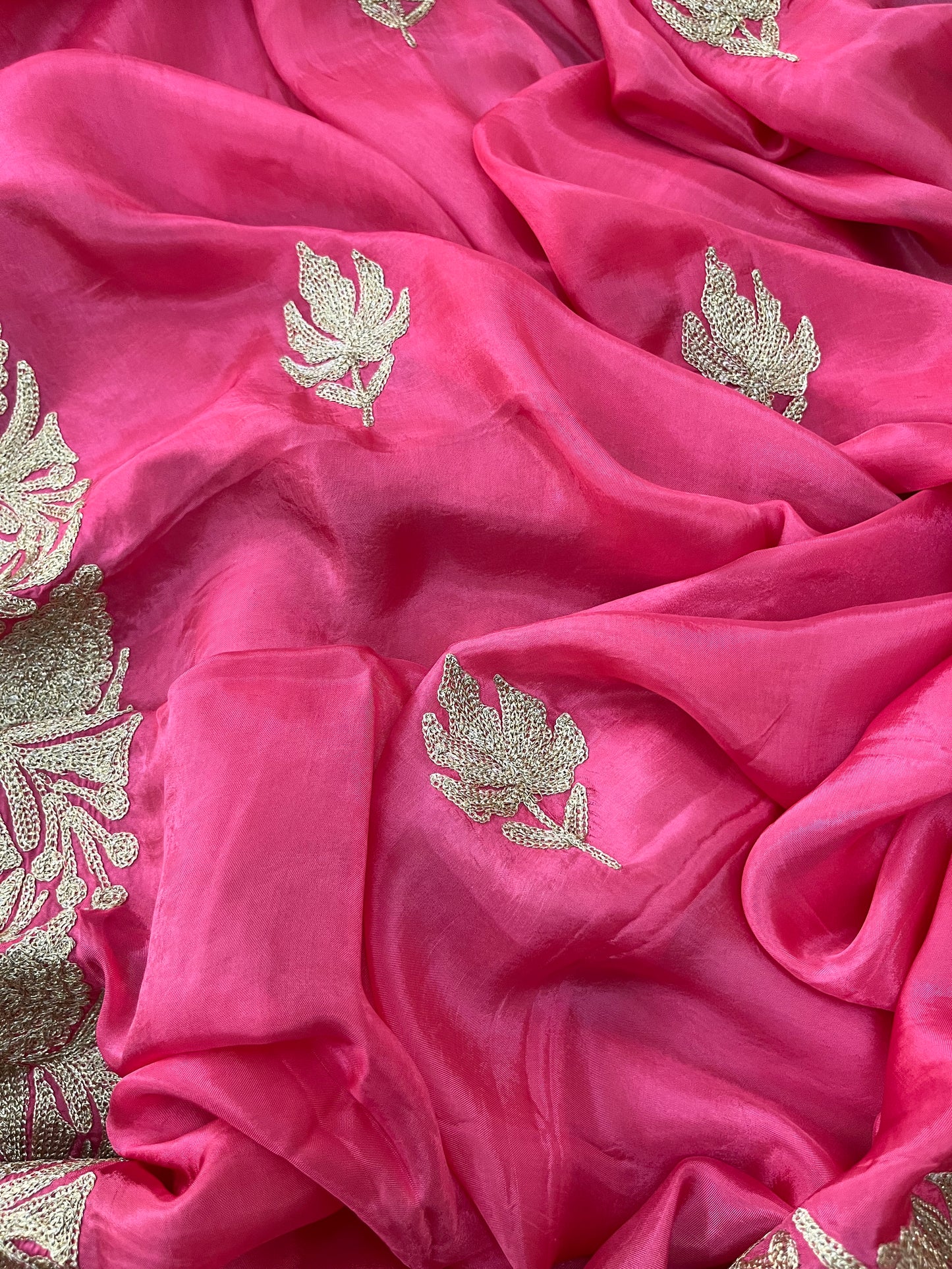 Pink Silk Tilla Embroidered Suit material