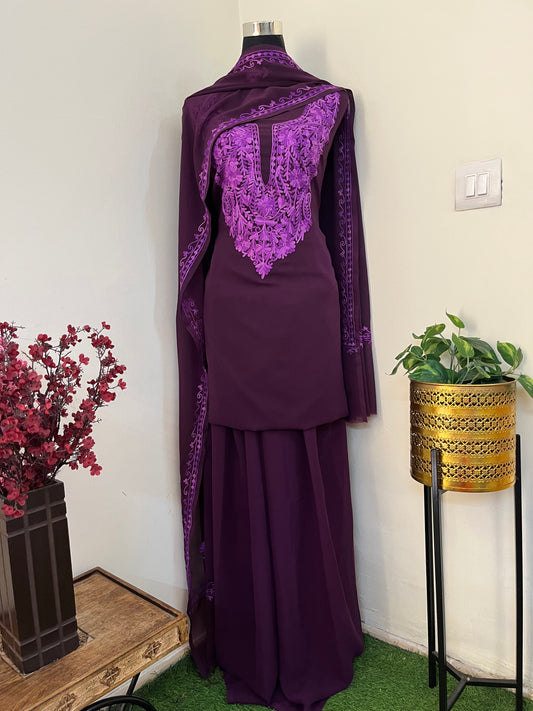 Coke Georgette 3 Pc Aari Embroidered Suit Set