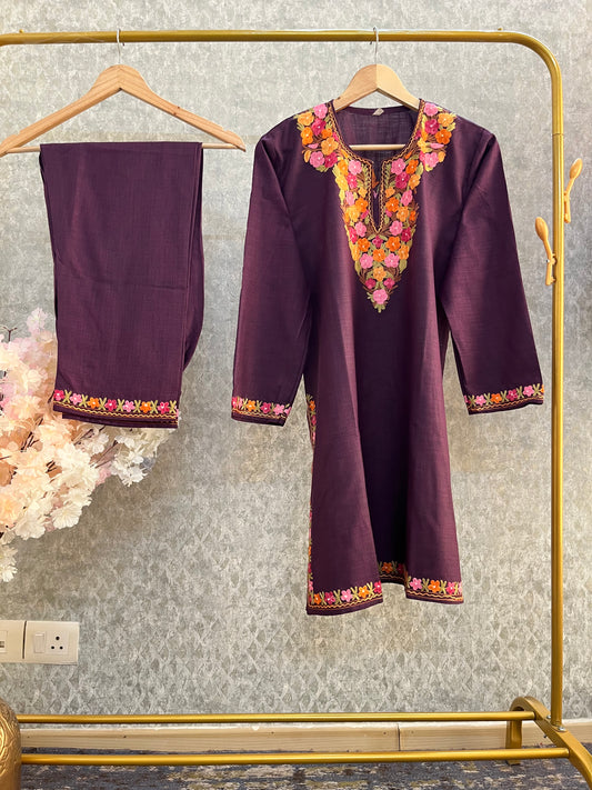 Soft Purple Cotton Stitched Co-ord Set (40)