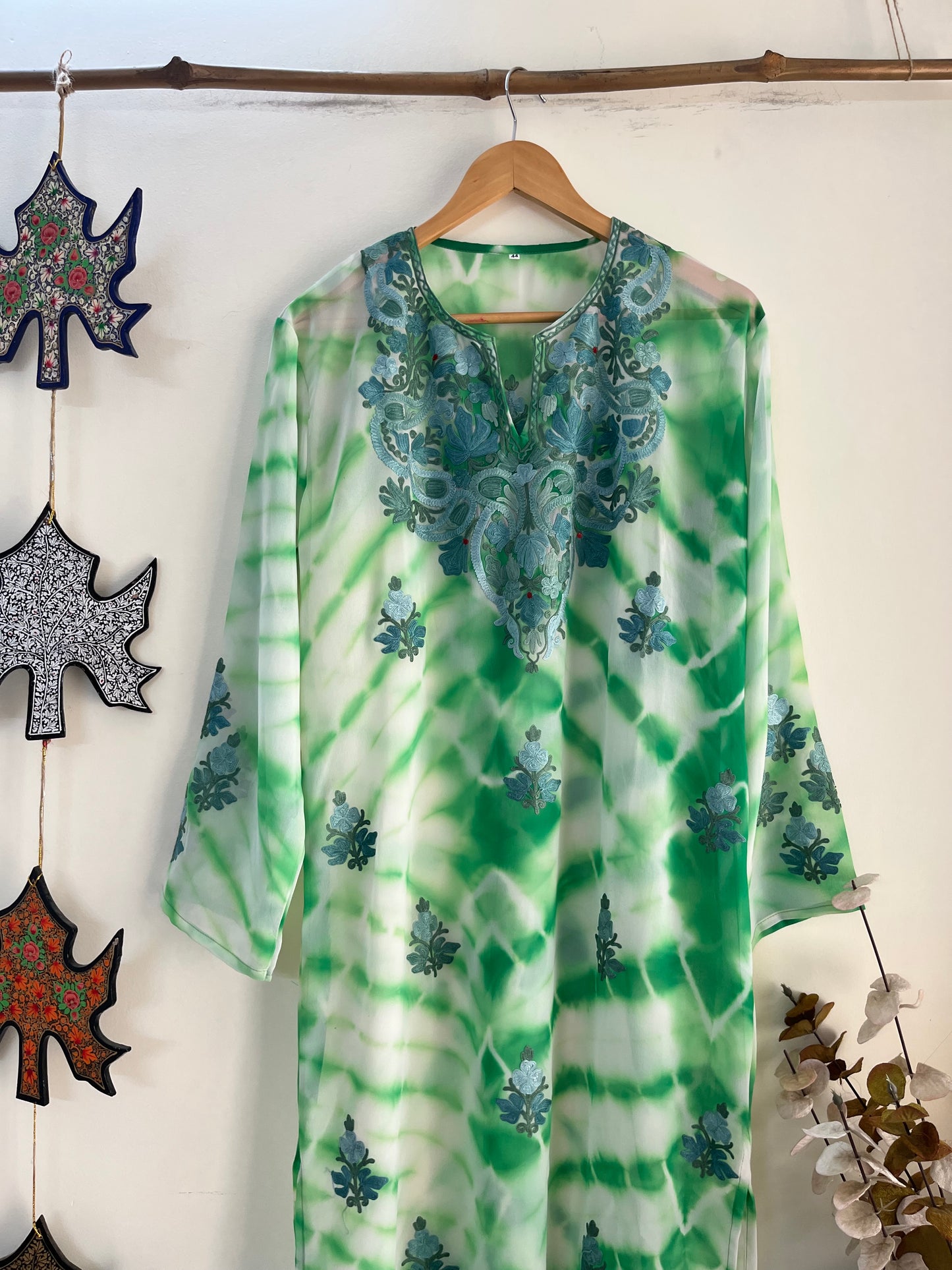 Georgette Aari Embroidered Stitched Kurta