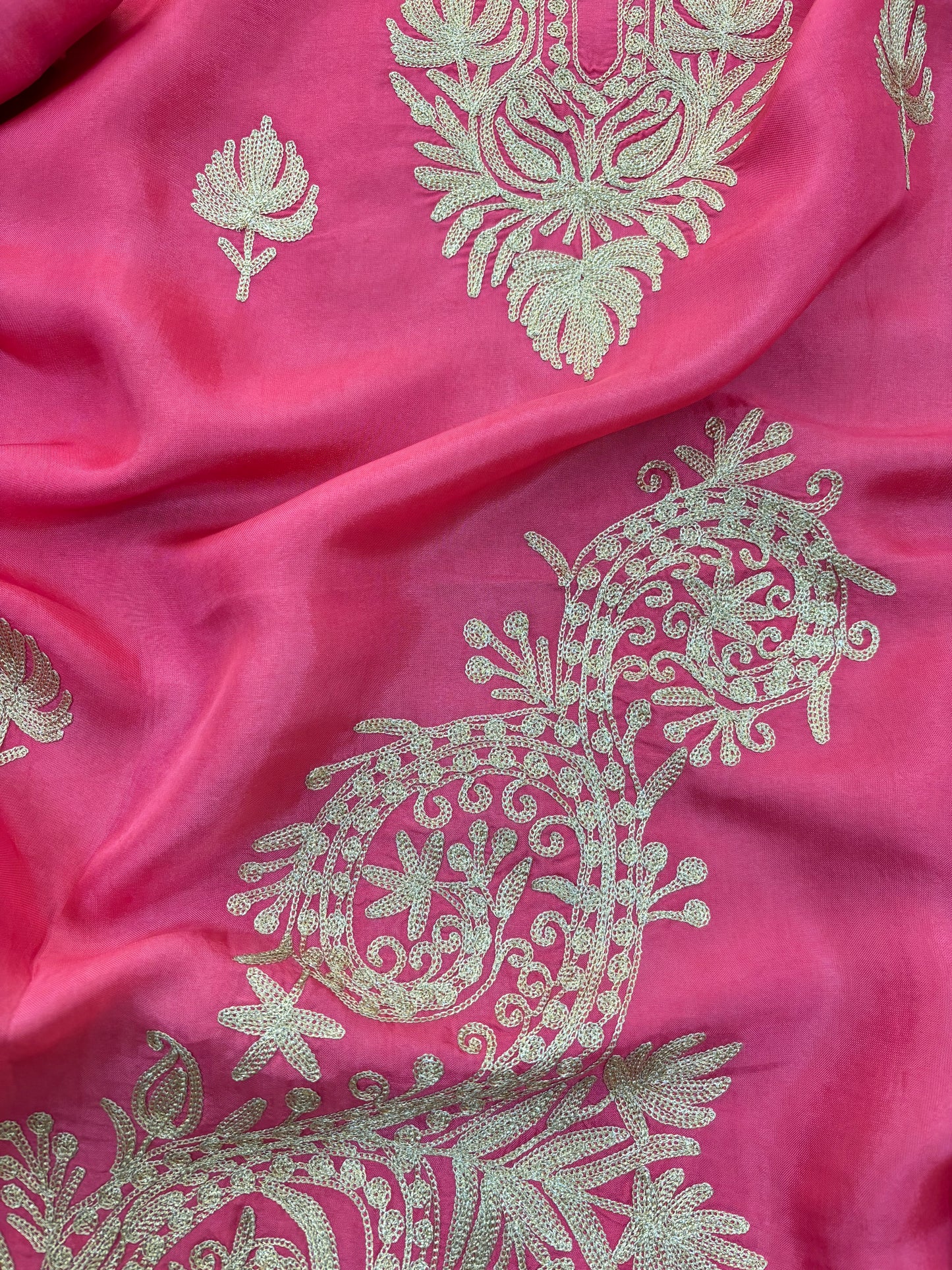 Pink Silk Tilla Embroidered Suit material
