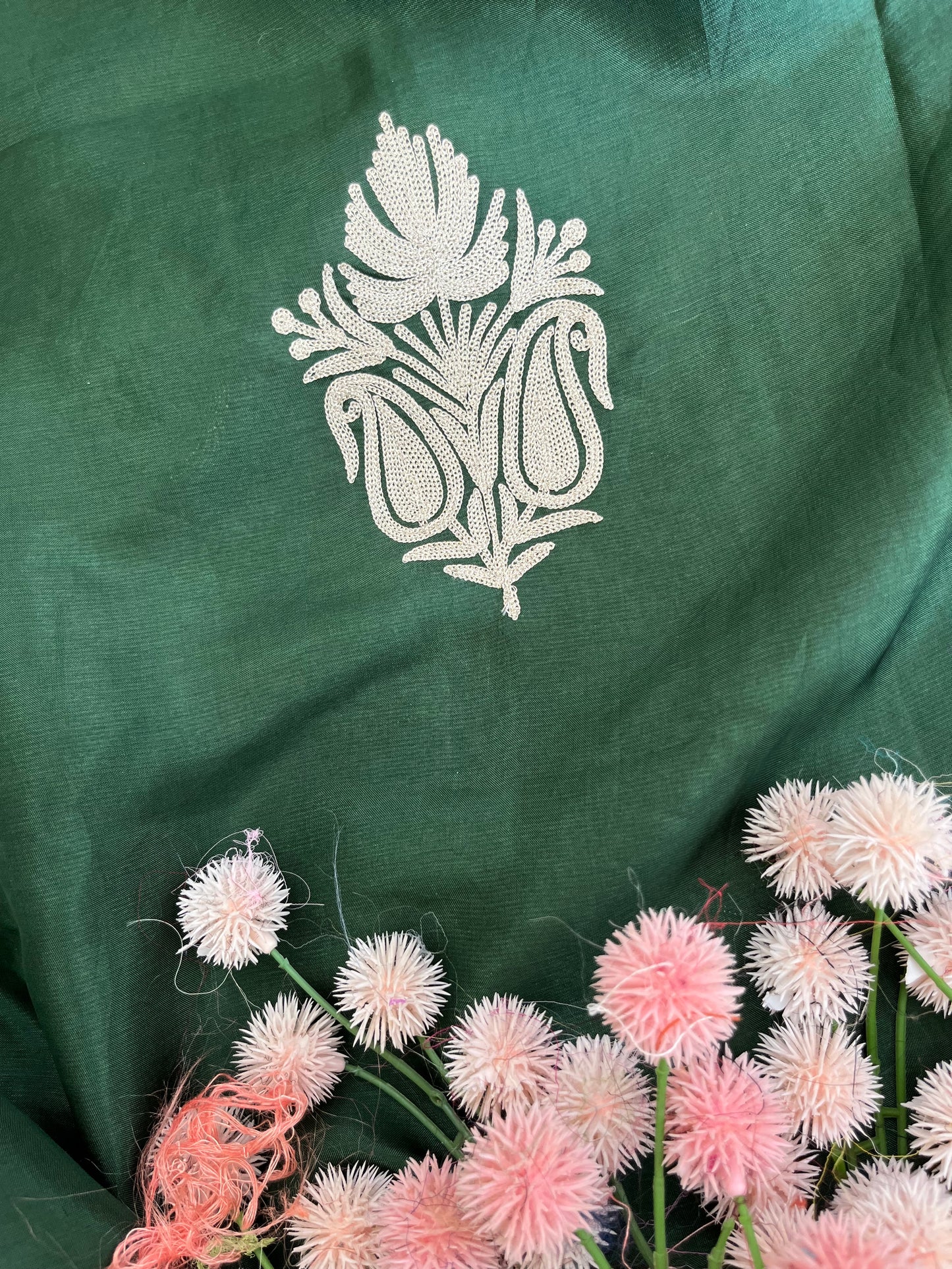 Green Sanam’ Silk Tilla Kashmiri Suit