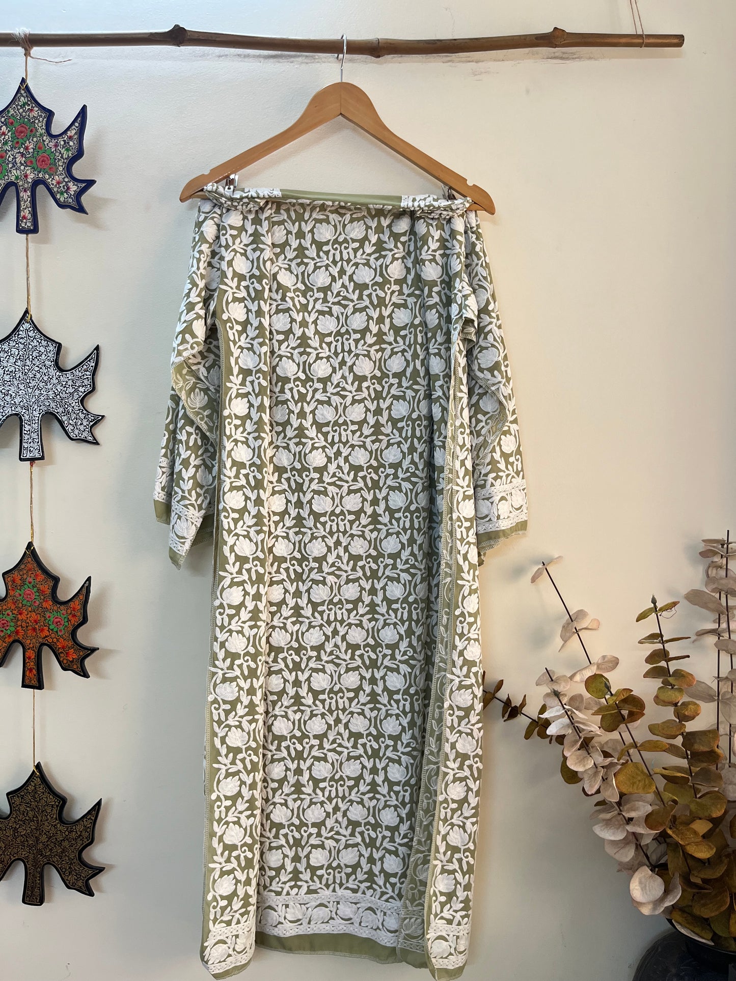 Georgette Front Back Jaal Kashmiri Semi Stitched Kurta