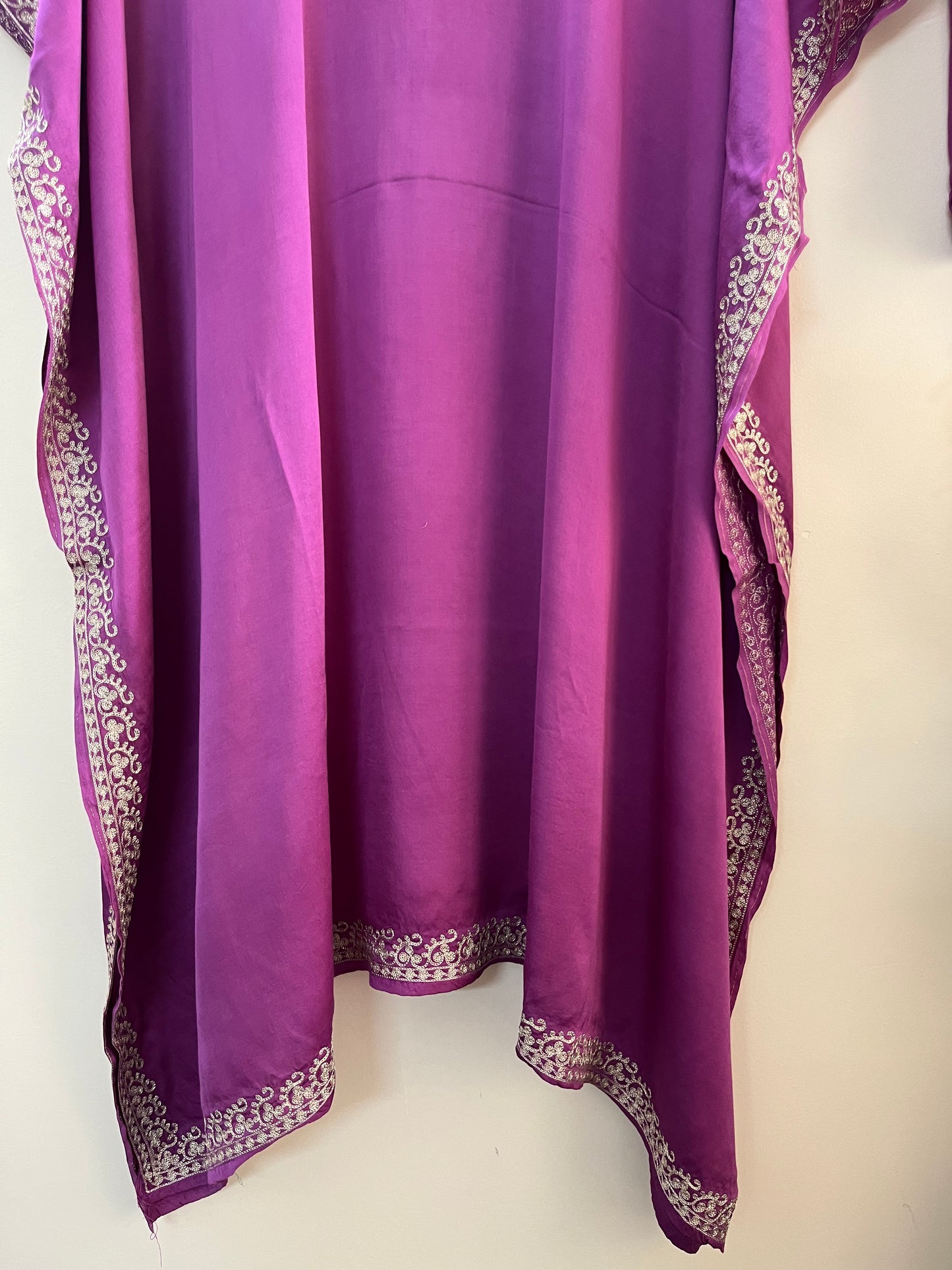 Lavender Cotton Crape Kashmiri Kaftan Set