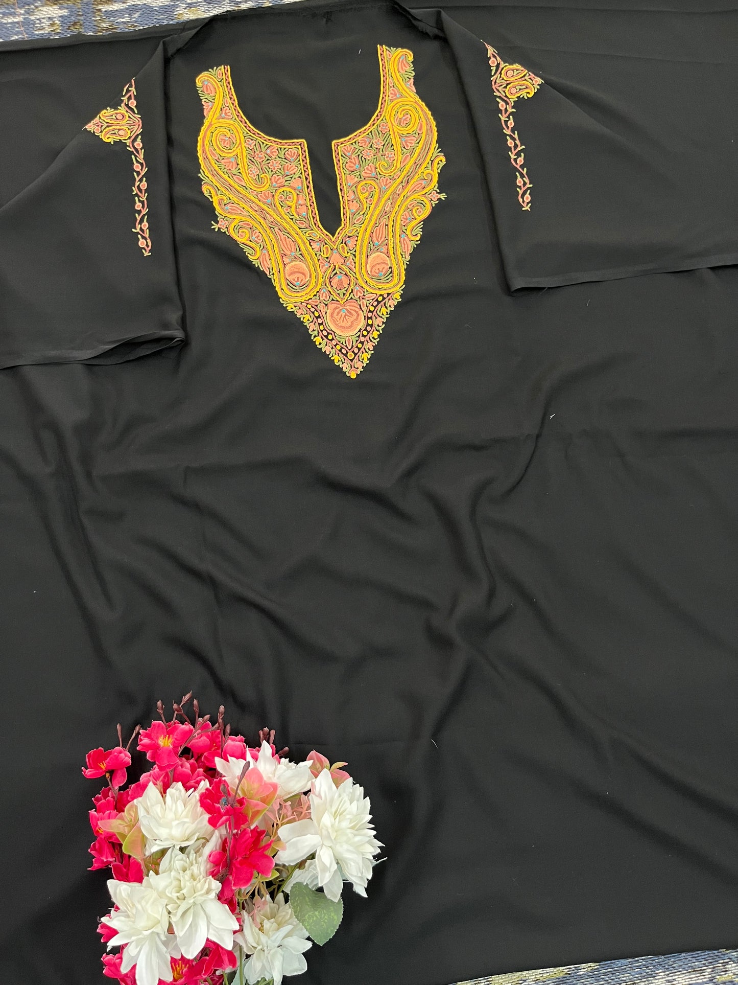 Black Cotton Cord Set (Hand Embroidered)