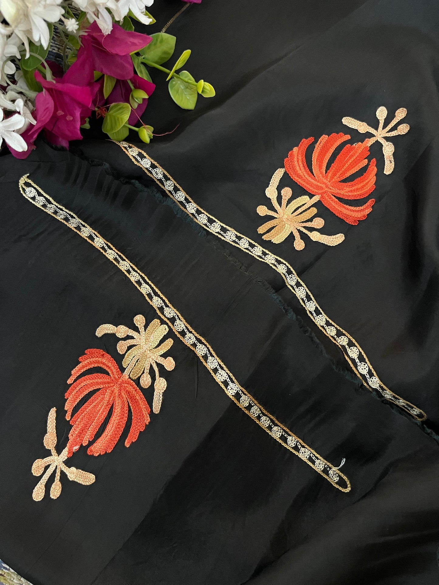 Black Opada Silk Kashmiri Suit