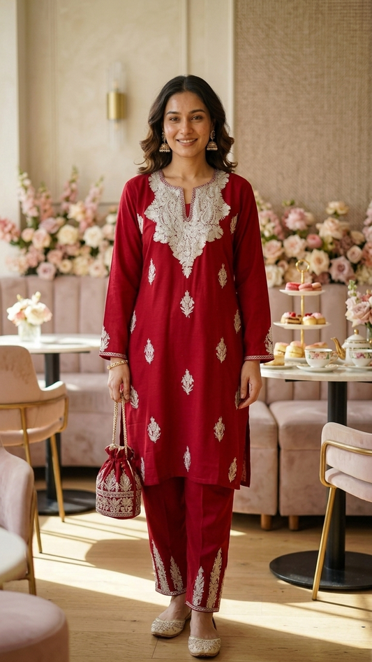 Maroon Cotton Cord Set (42)