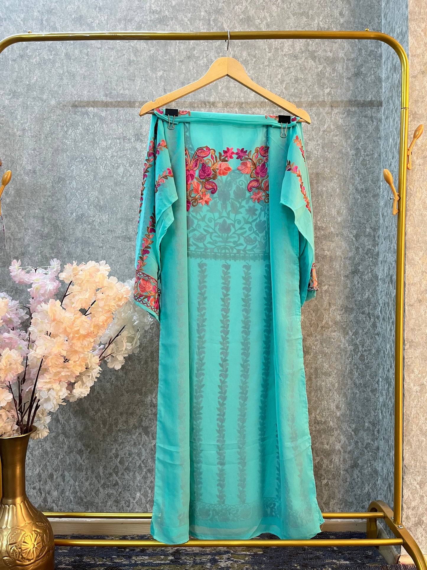 Blue Georgette All over Work Kurta Material