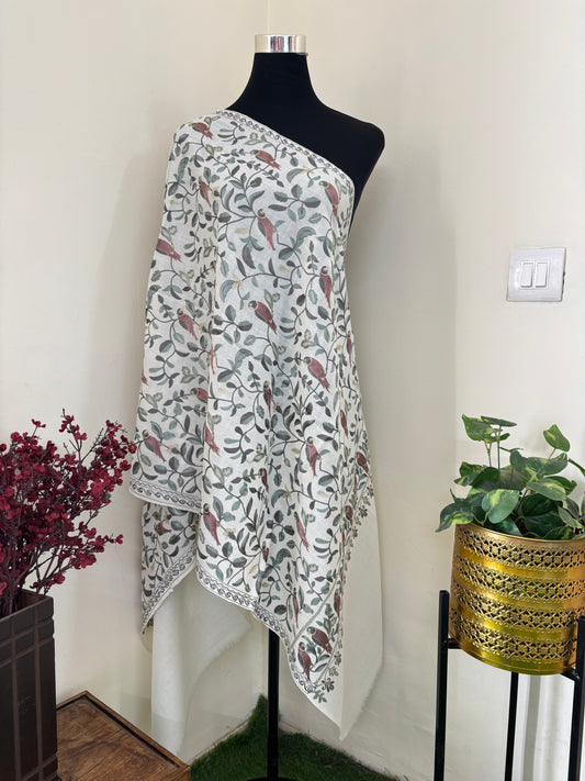 Cream Pancchi Kashmiri Stole