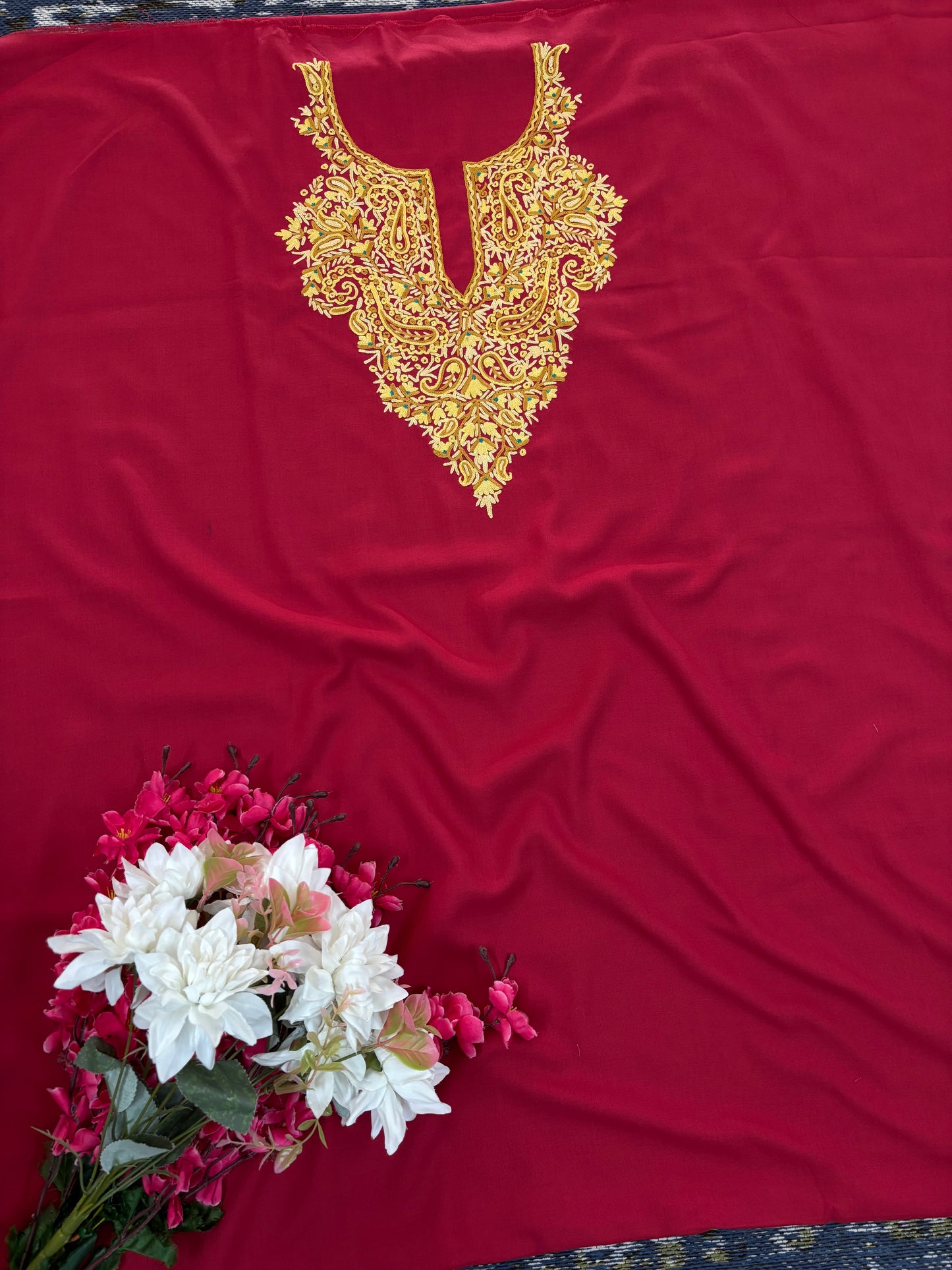 Red Cotton Cord Set (Hand Embroidered)
