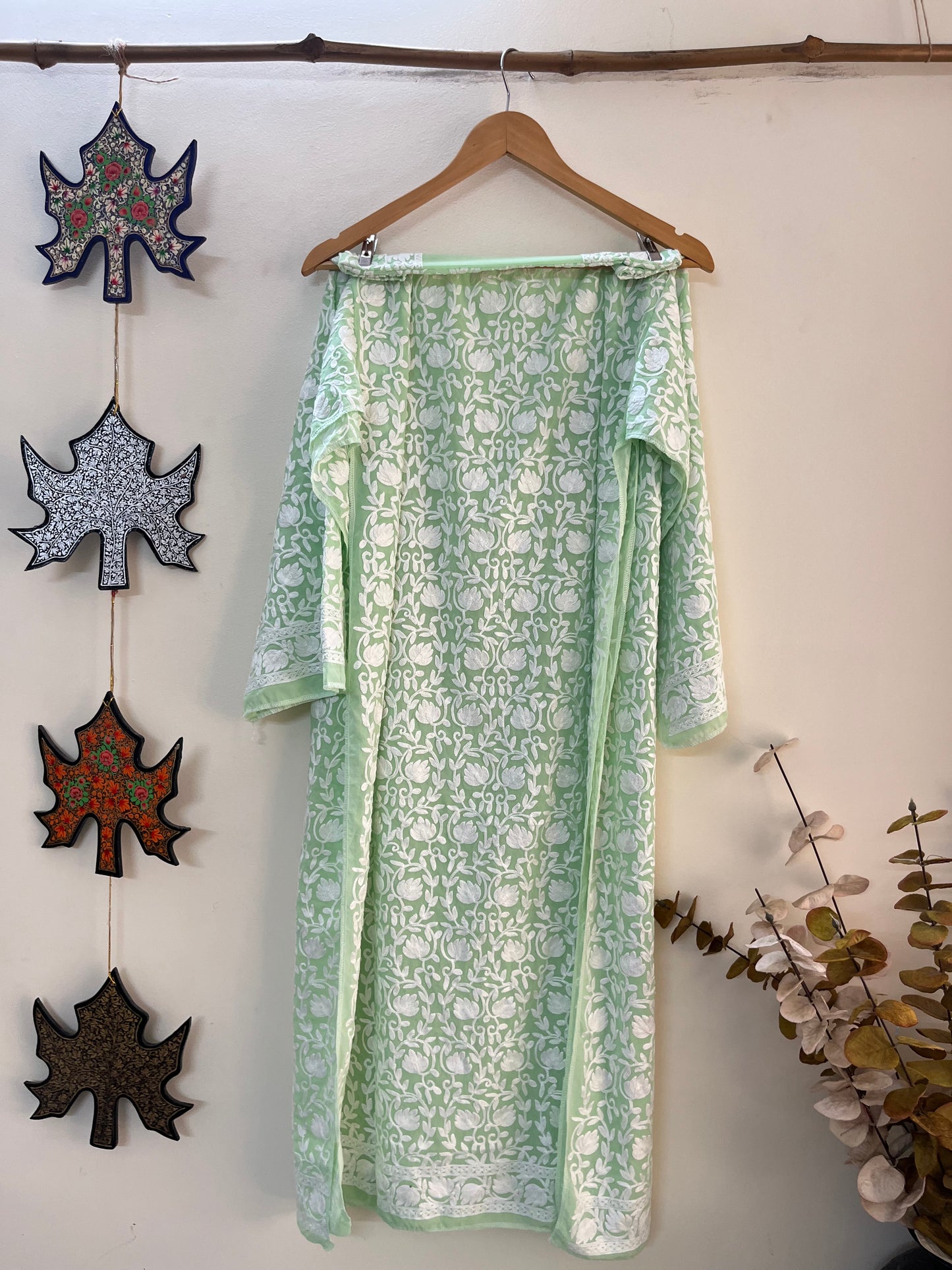 Georgette Front Back Jaal Kashmiri Semi Stitched Kurta