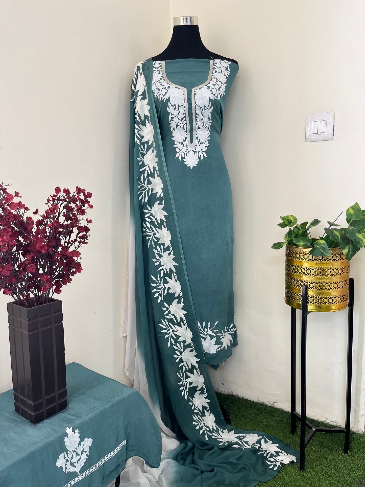 Chinon 3 Pc Aari Embroidered Suit