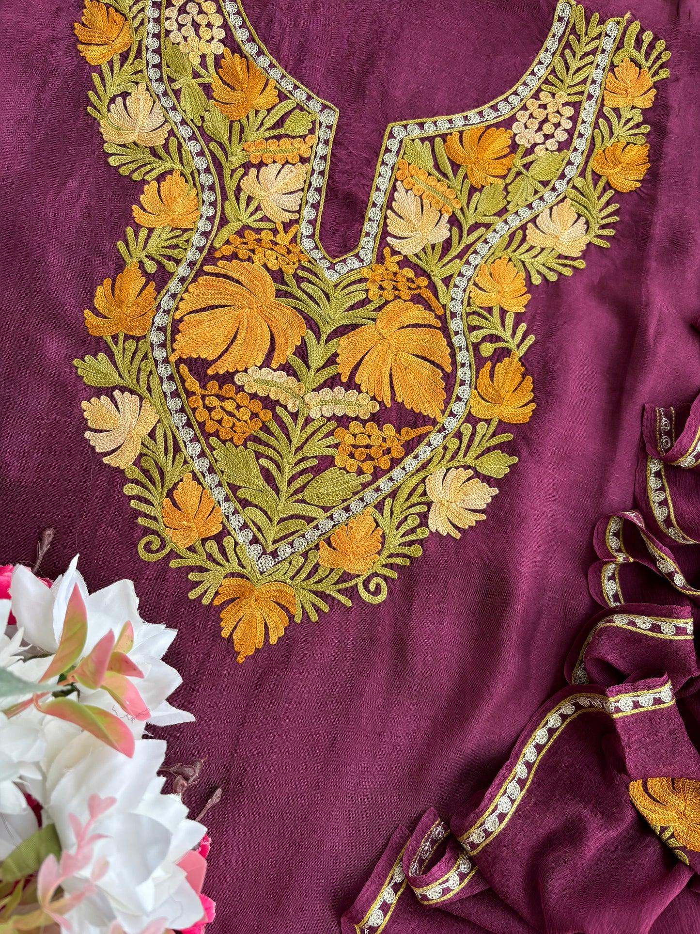 Wine Opada Silk Kashmiri Suits