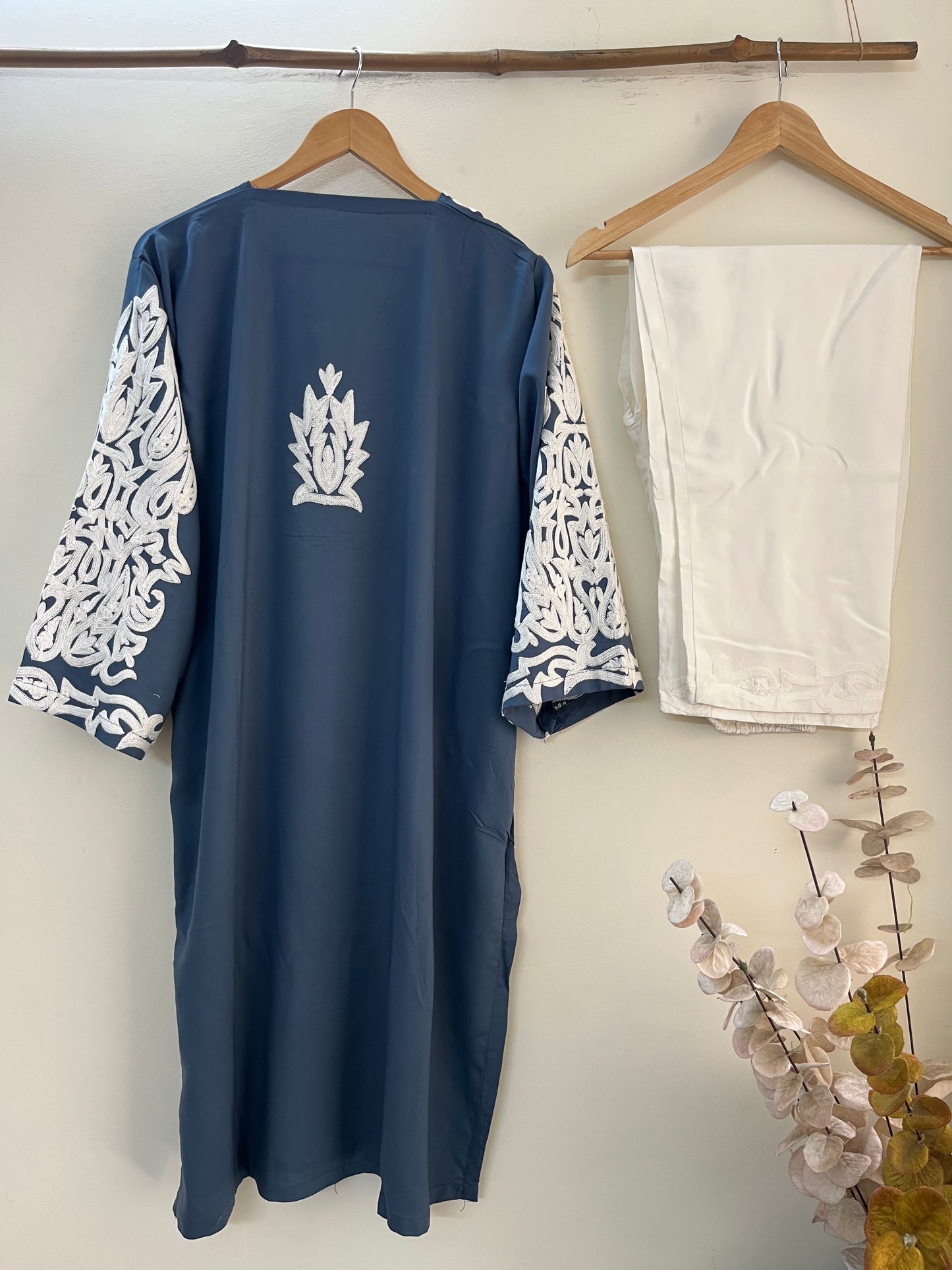 English Grey Cotton Stitched Co-ord Set