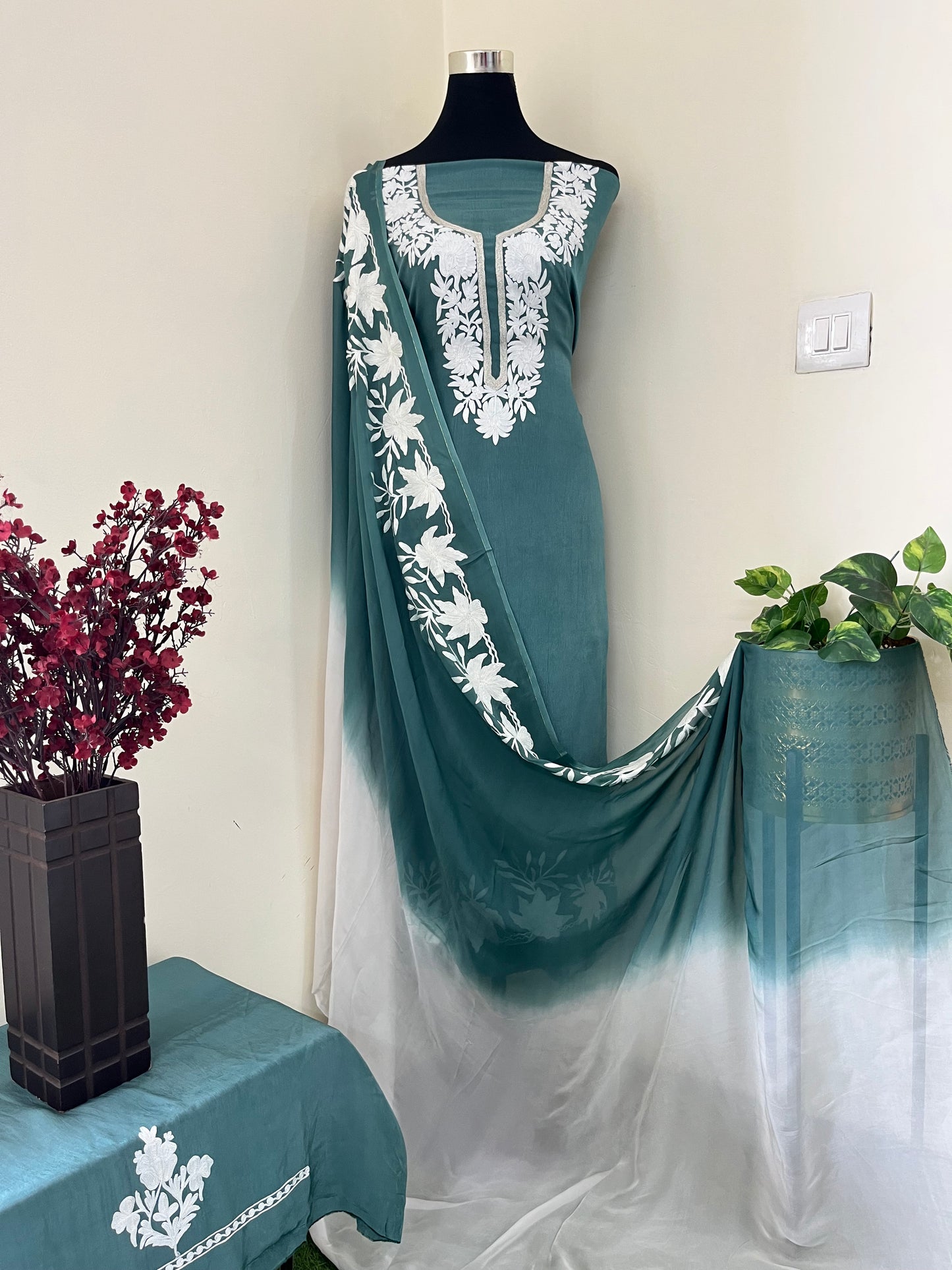 Chinon 3 Pc Aari Embroidered Suit