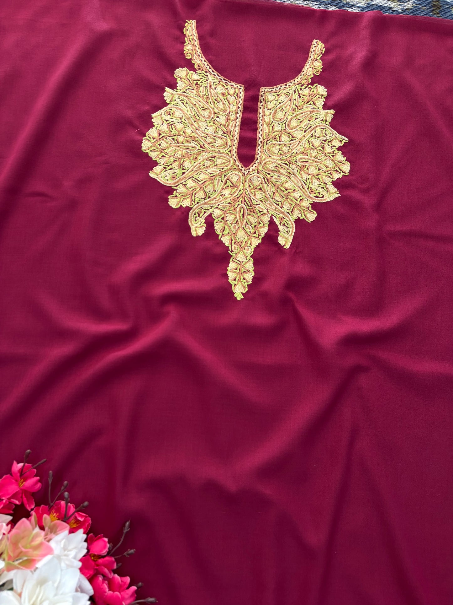 Maroon Cotton Cord Set (Hand Embroidered)