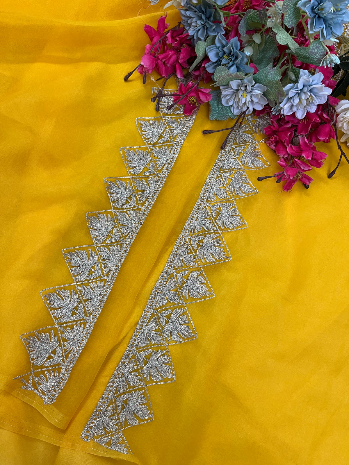 Yellow Soft Tissue Kashmiri Suit