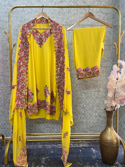 Yellow Cotton Stitched Co-ord Set with dupatta (42)