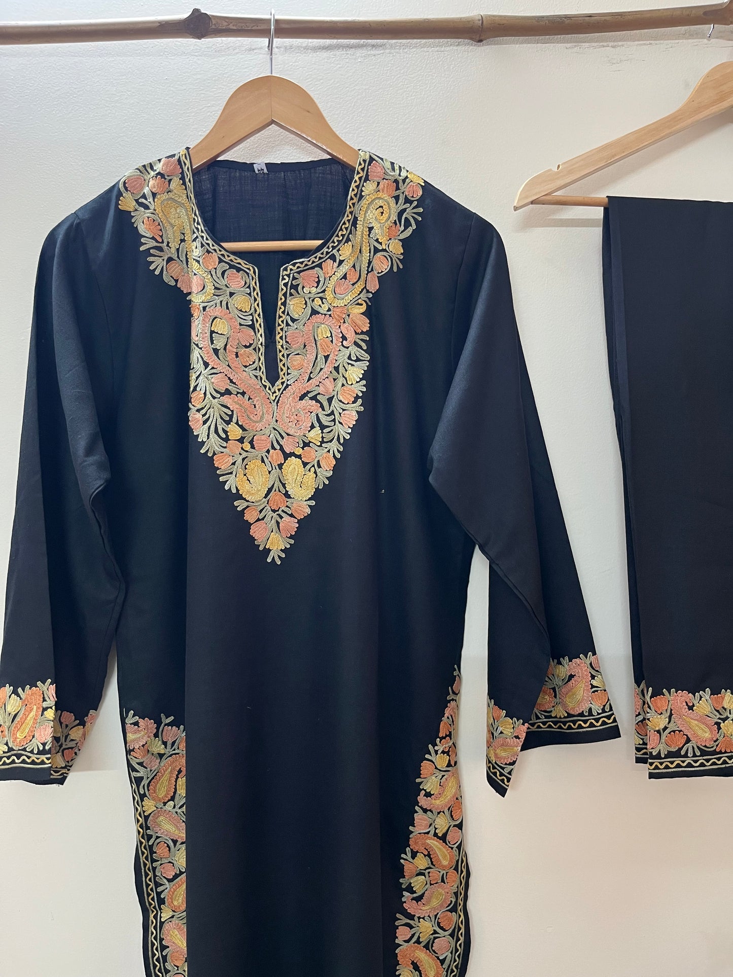 Black Cotton Stitched Co-ord Set (XL)