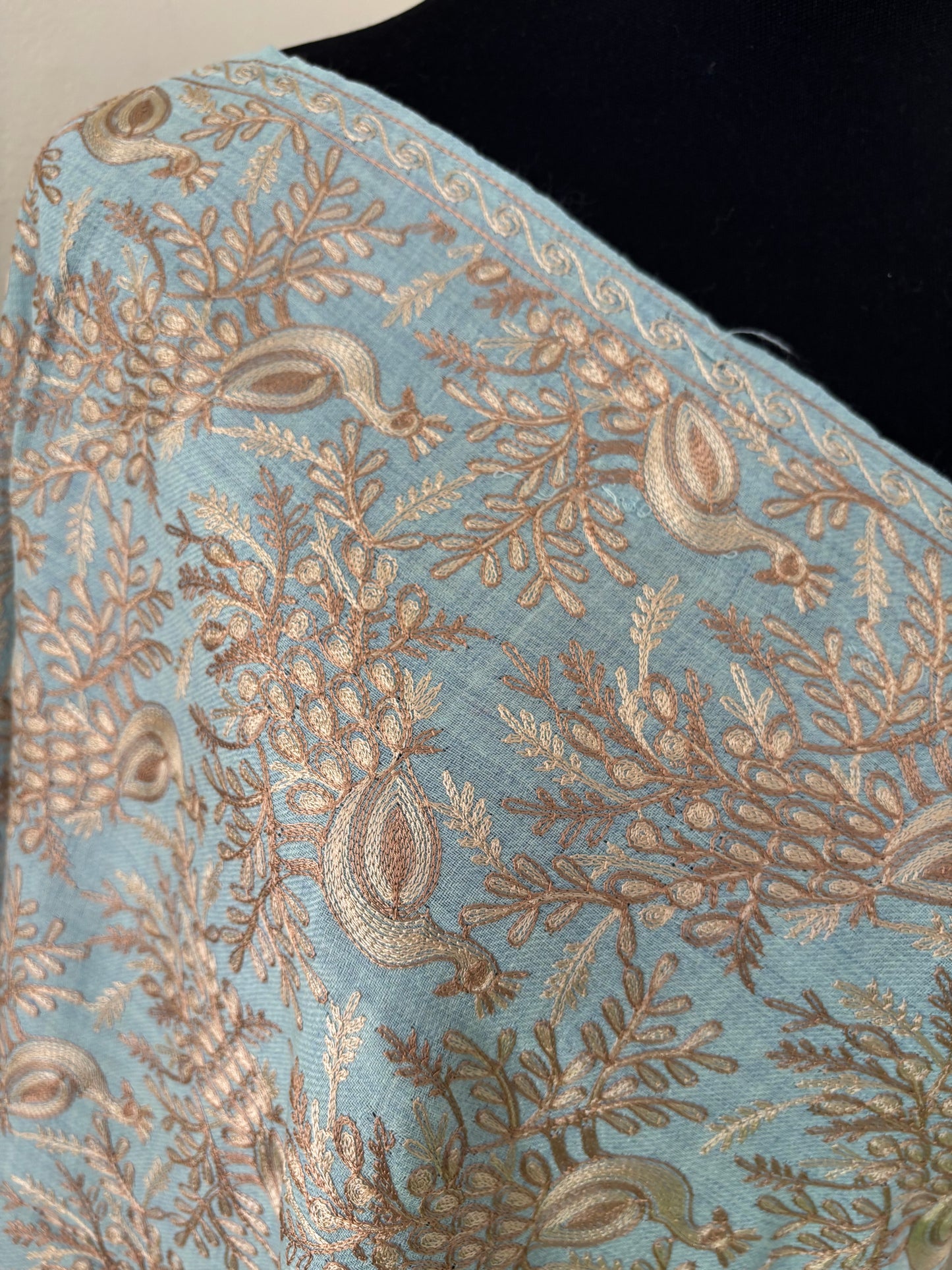 Aqua Mor Kashmiri Semi Pashmina Stole