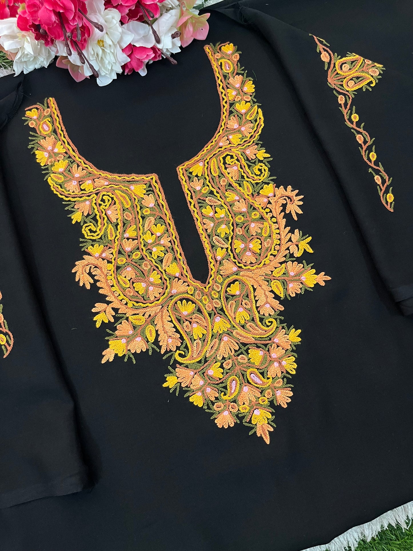 Black Cotton Cord Set (Hand Embroidered)