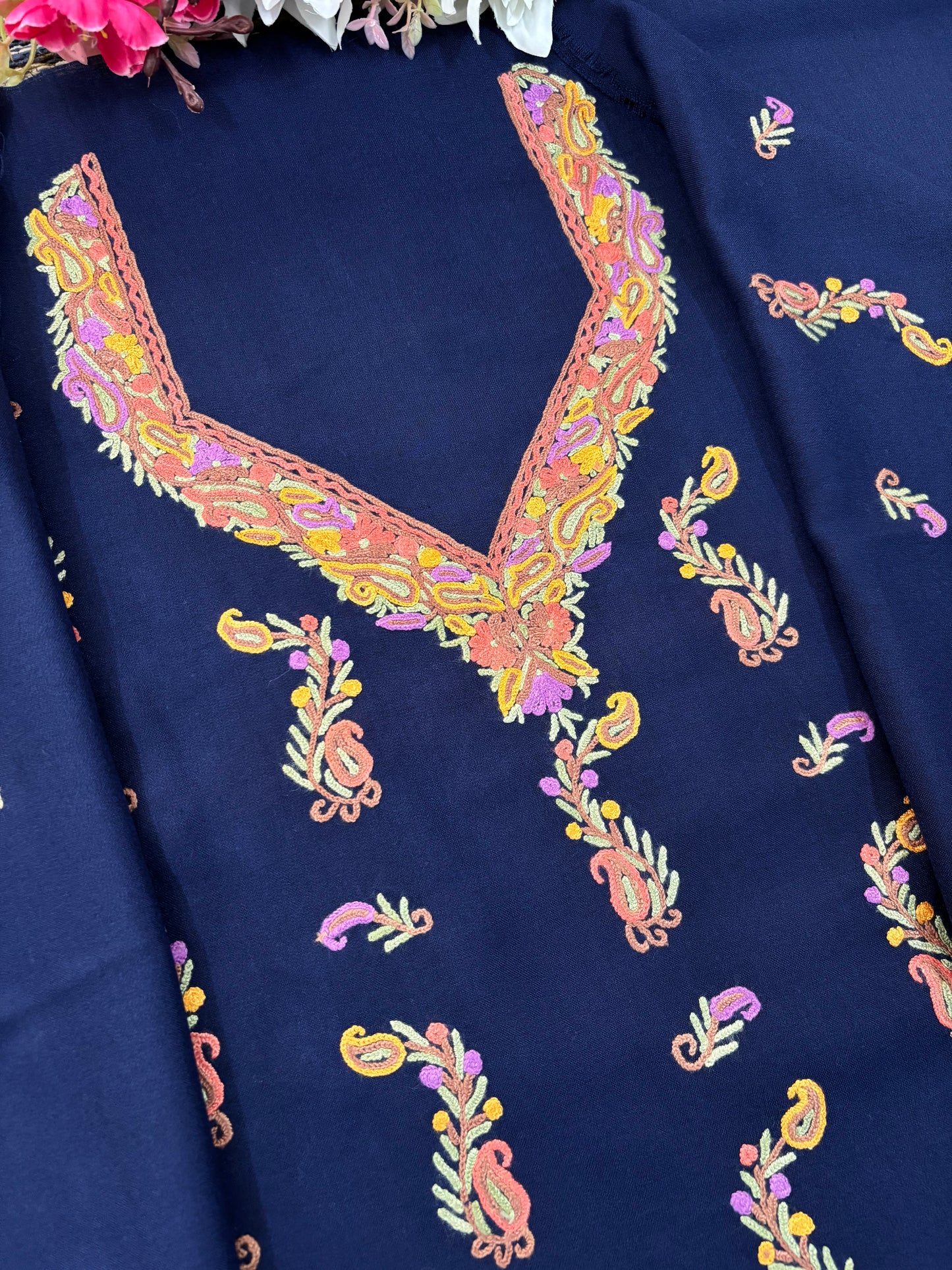 Cotton Blue Two Piece Set (Hand Embroidered)