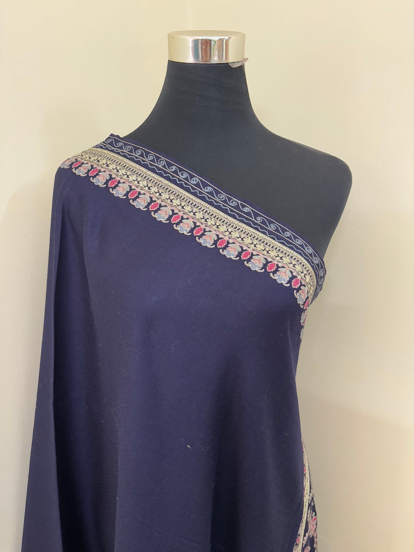 Midnight Blue Ambi Bael Kashmiri Stole