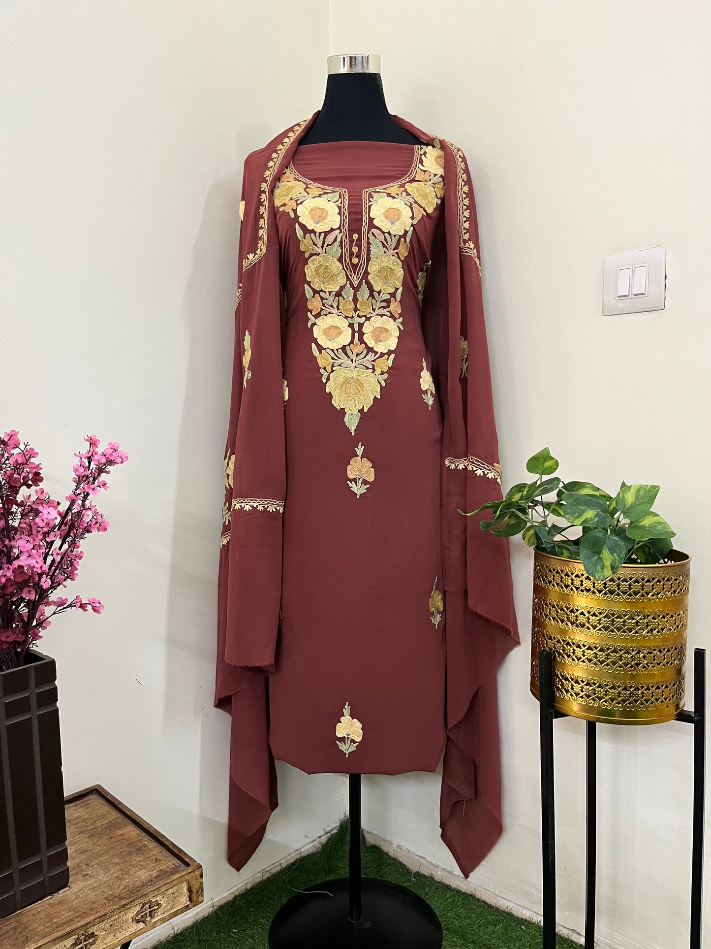 Georgette 3 Pc Aari Embroidered Suit
