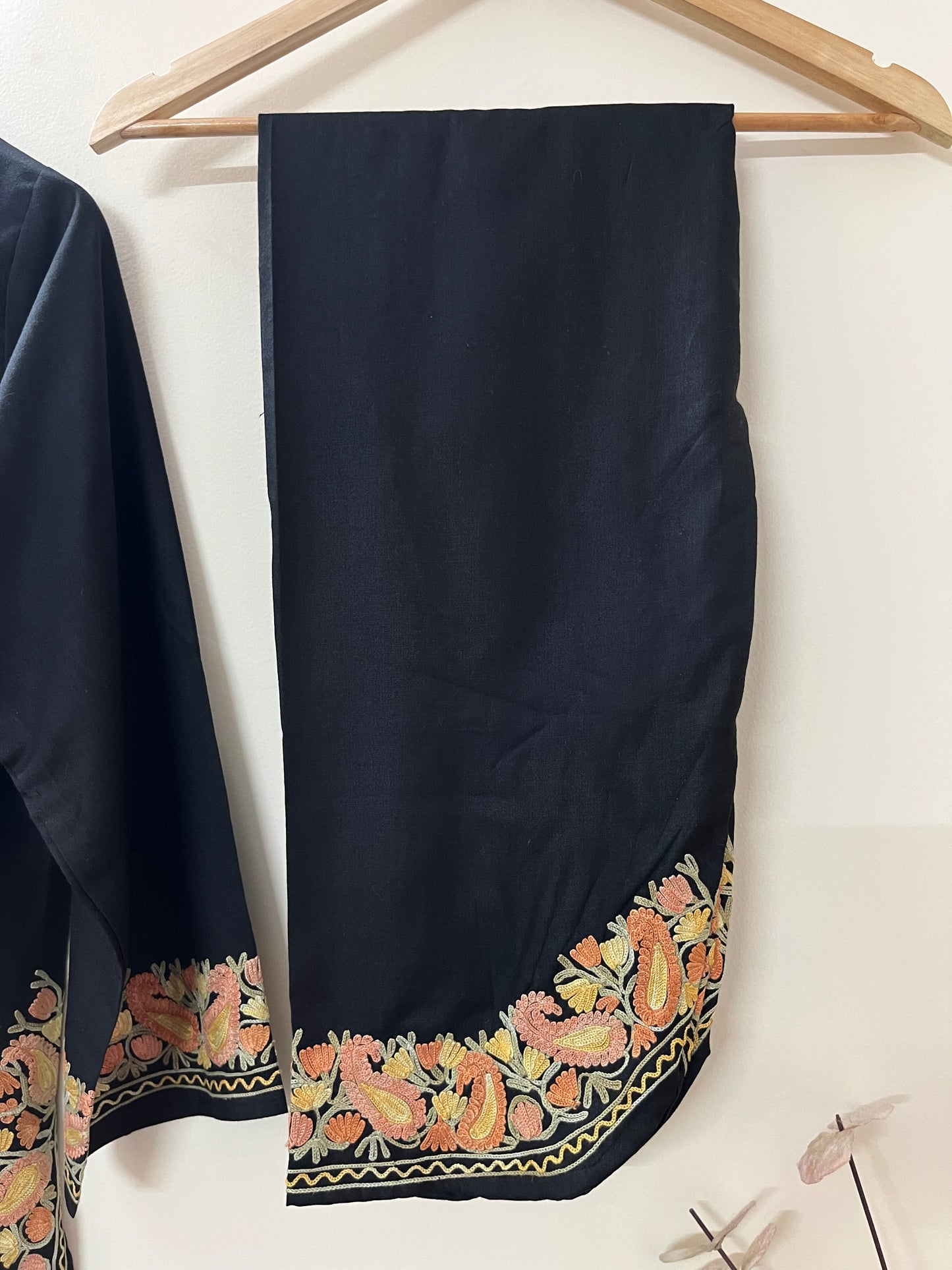Black Cotton Stitched Co-ord Set (XL)
