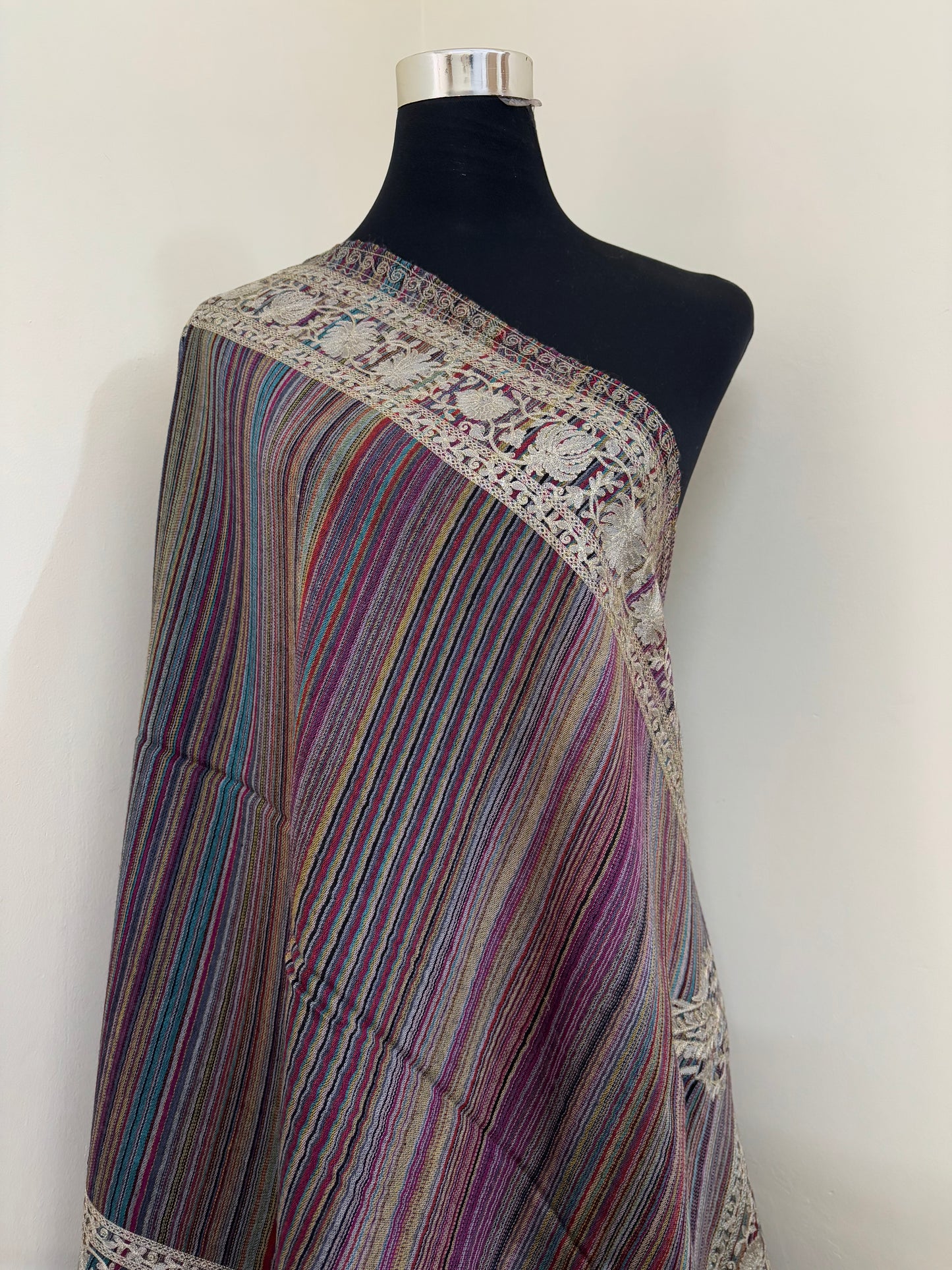 Black Stripes Kashmiri Stole