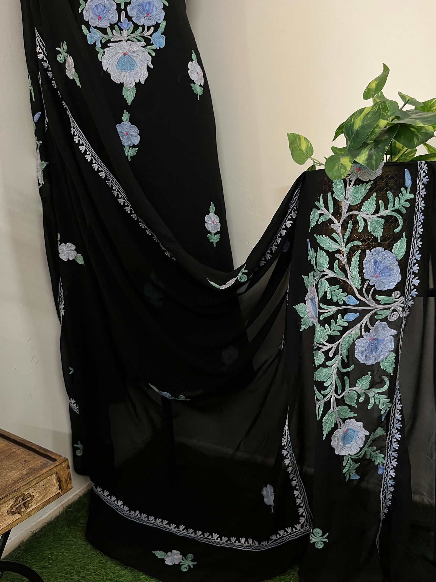Black Georgette 3 Pc Aari Embroidered Suit
