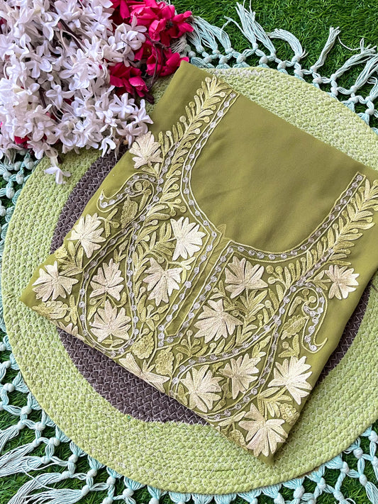 Light Green Georgette Kashmiri Kurta Material