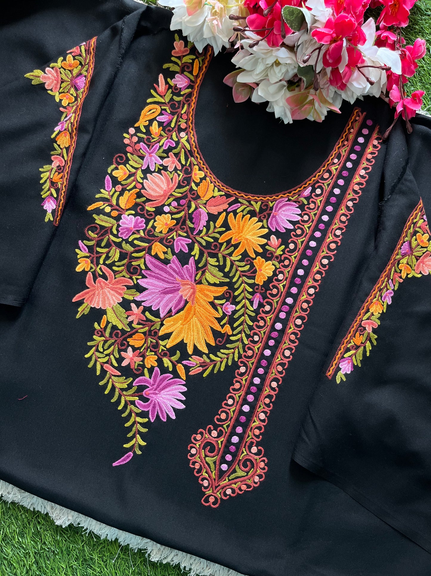 Black Cotton Cord Set (Hand Embroidered)