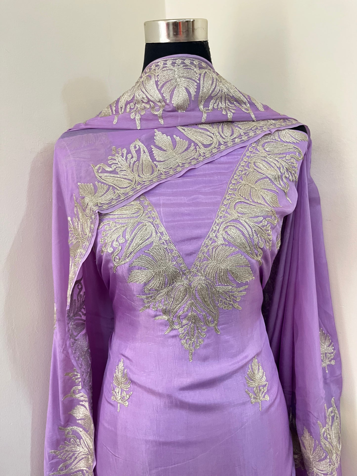 Sanam Lavender Silk Kashmiri Suit