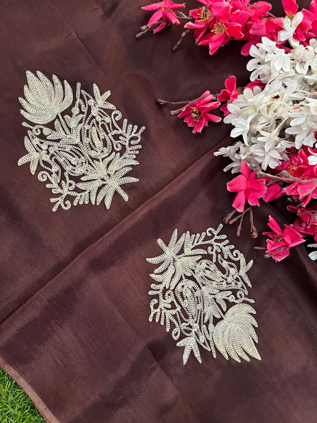 Brown Silk Tilla Kashmiri Suit