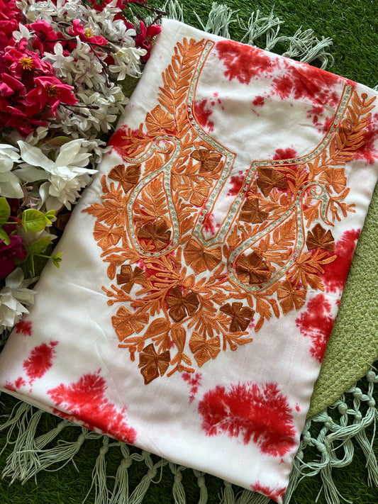 Cotton Unstitched Ty Dy Kashmiri Kurti