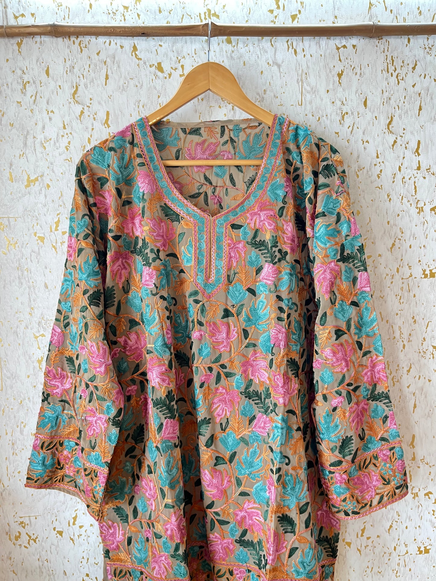 Brown Georgette Jaal Work (Front & Back) Aari Embroidered Stitch