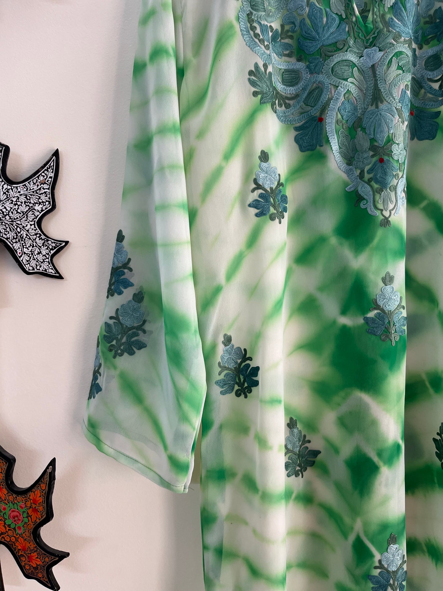 Georgette Aari Embroidered Stitched Kurta