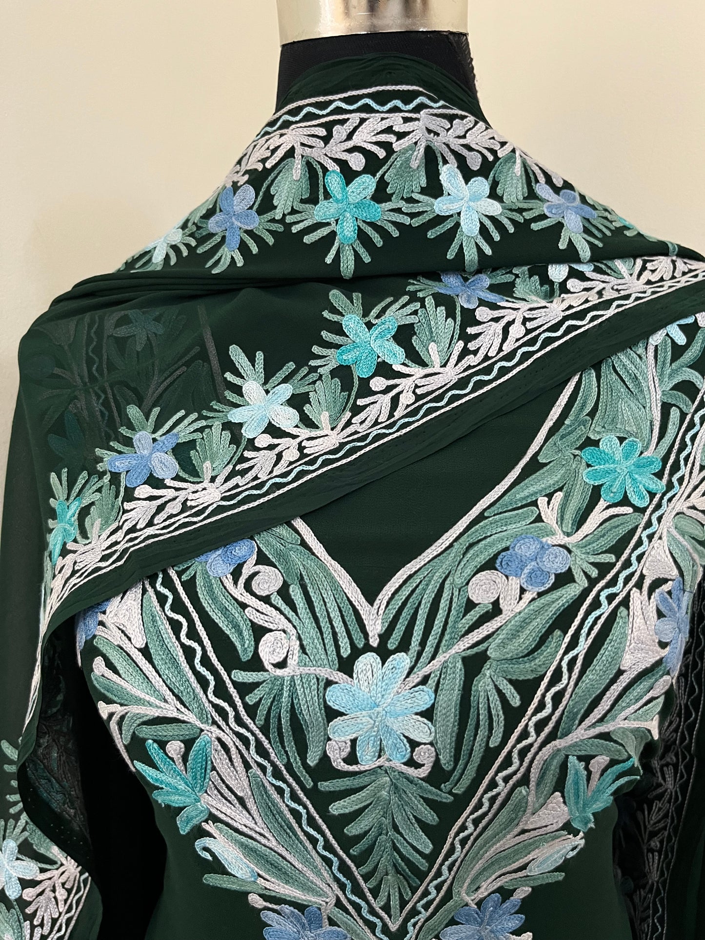 Green Georgette 3 Pc Kashmiri Suit