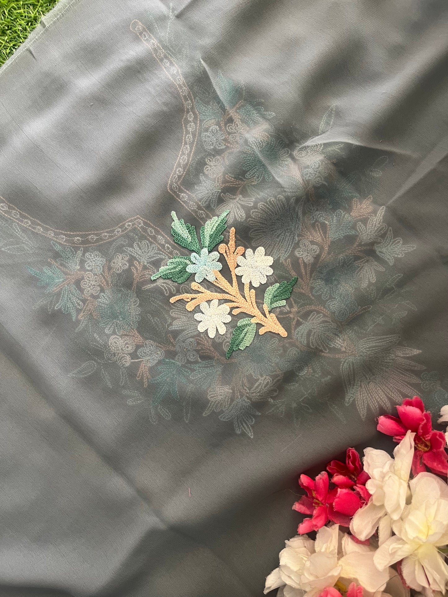 Georgette Unstitched Kashmiri Kurta