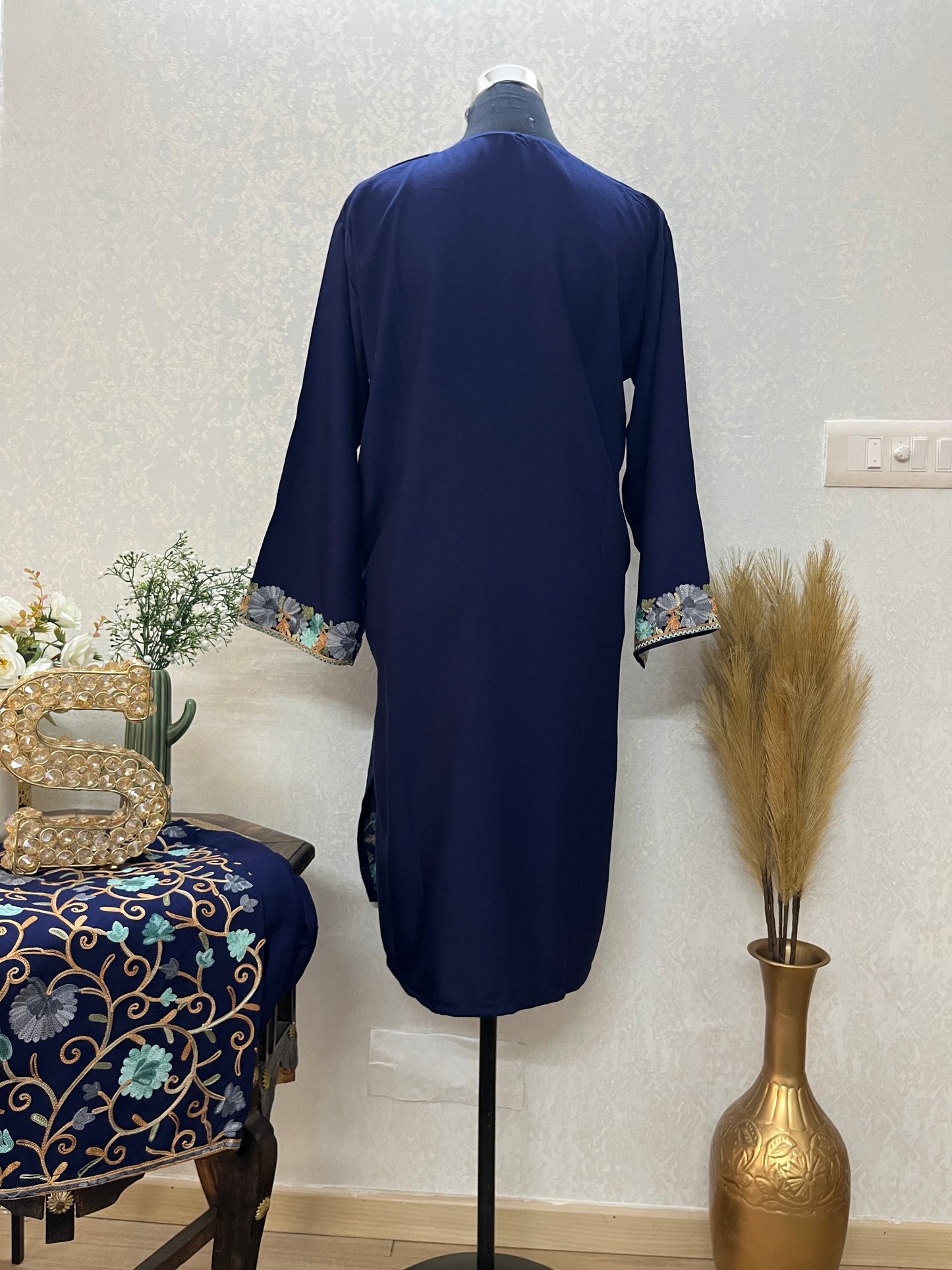 Navy Blue Cotton Stitched Co-ord Set(42)