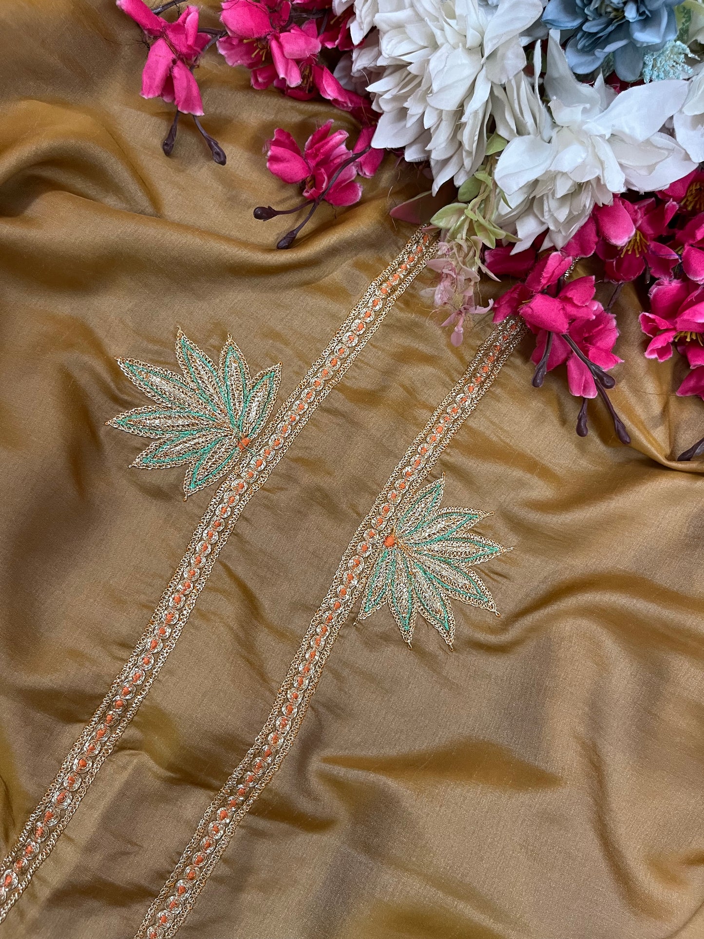 Golden Silk Puff Tilla Embroidered Suit