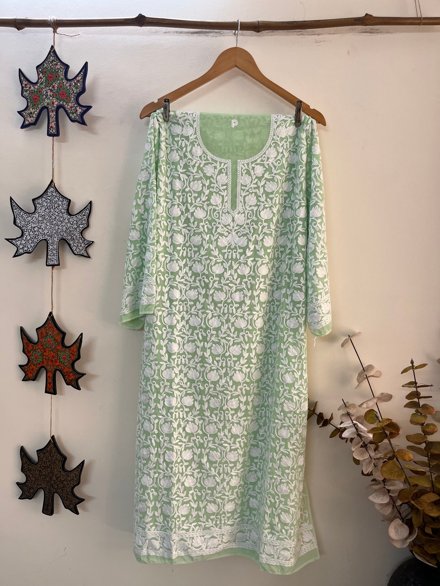 Georgette Front Back Jaal Kashmiri Semi Stitched Kurta
