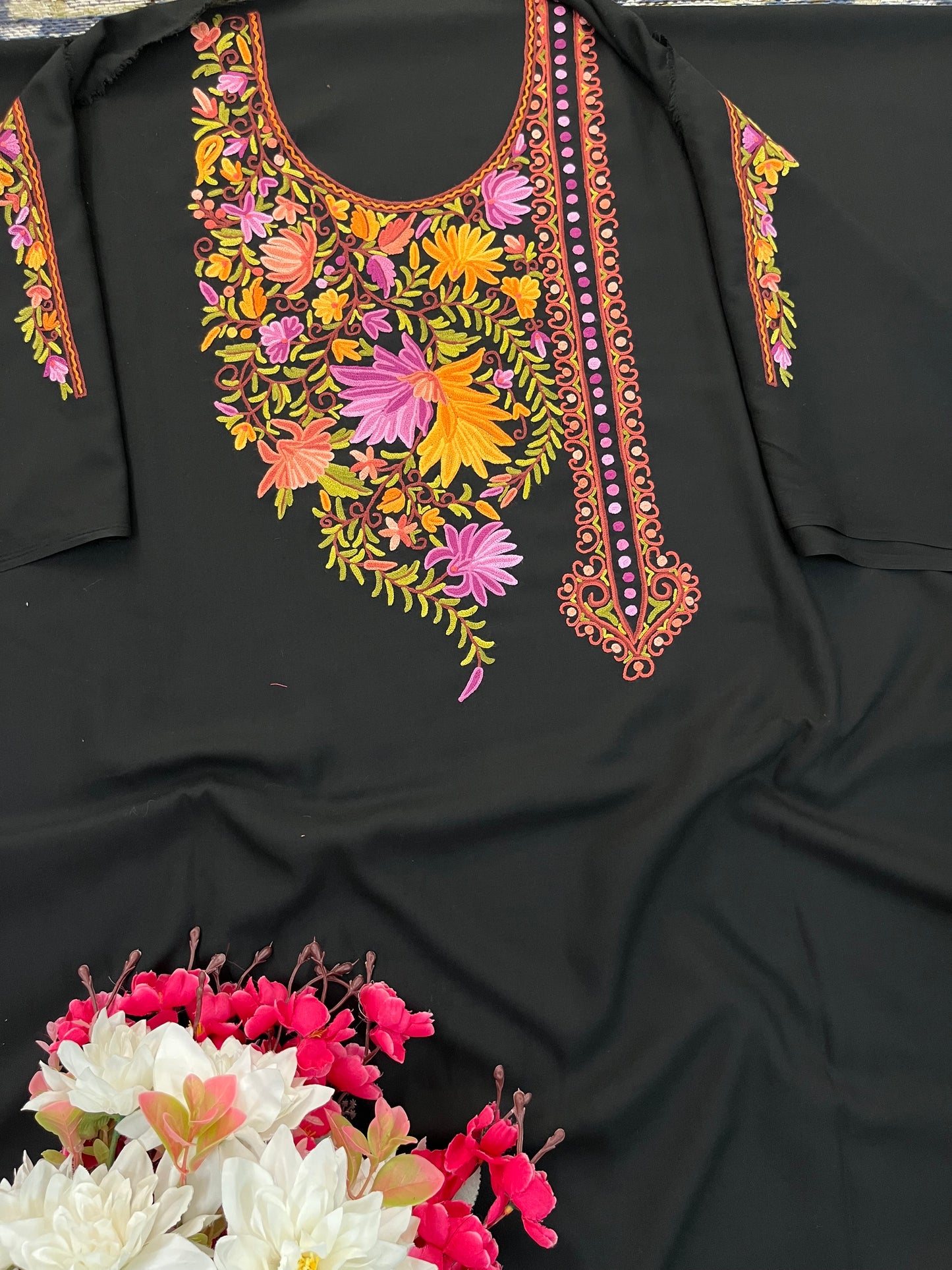 Black Cotton Cord Set (Hand Embroidered)