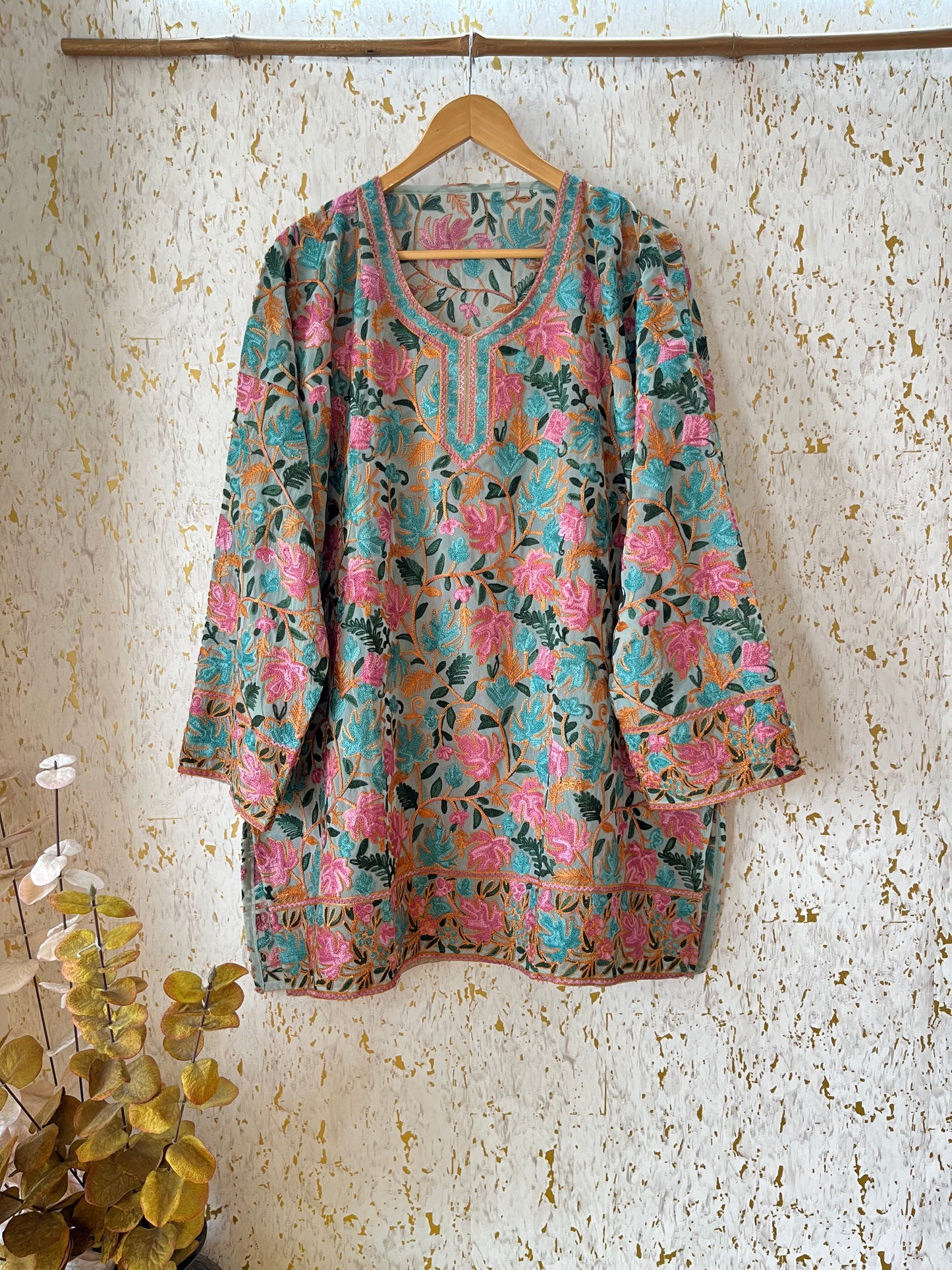 Lilac Georgette Jaal Work (Front & Back) Aari Embroidered Stitch